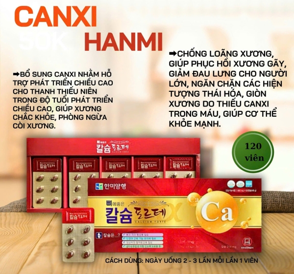 Viên uống bổ sung canxi Hanmi Hàn Quốc hộp 120 viên