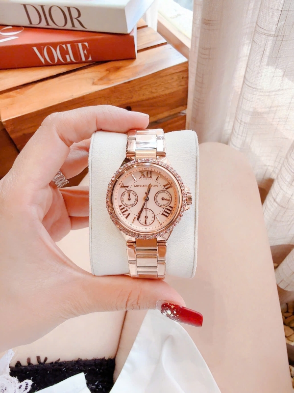 Đồng hồ đeo tay Michael Kors Mini-Camille Multifunction nữ dây kim loại Mk7273